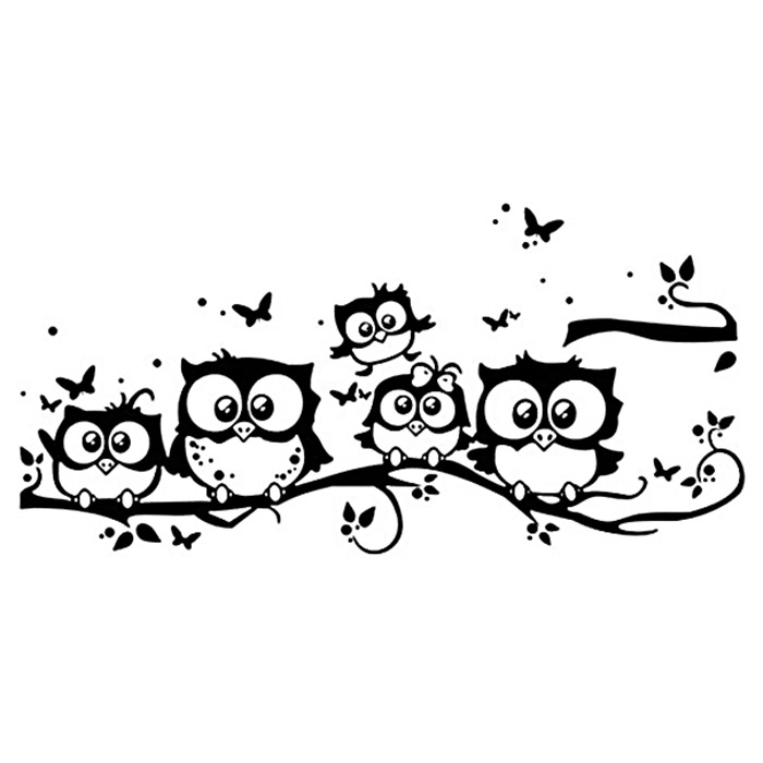 Samolepka sovičky na větvičce