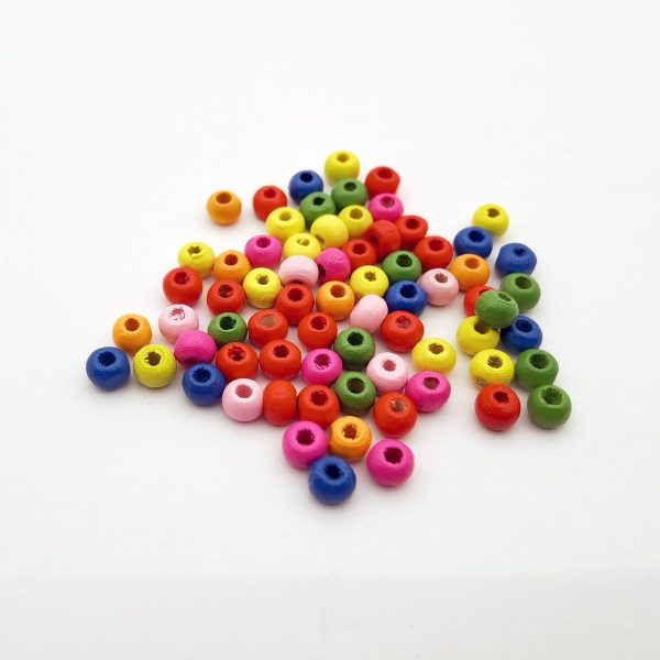 dřevěné barevné korálky 5x6mm